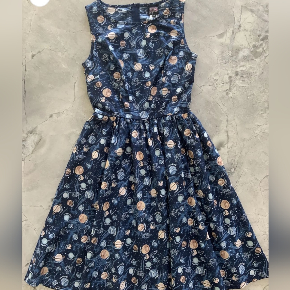 Retrolicious Planets Fit And Flare Dress Sz M